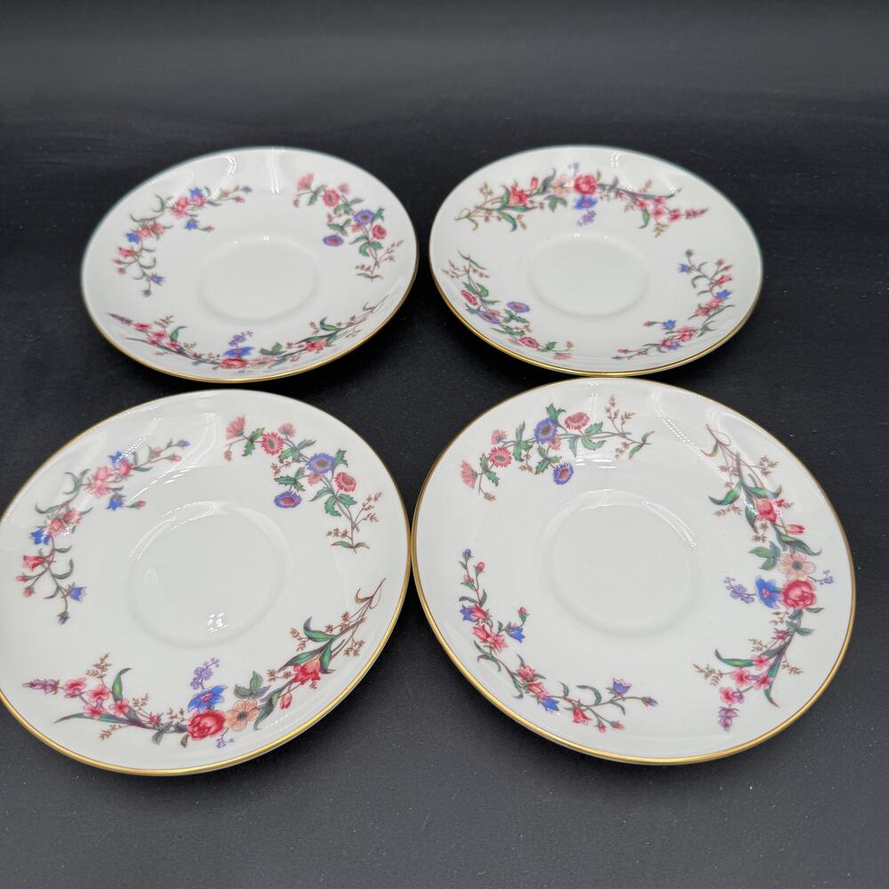 Vintage Saucers by Wedgwood in Devon Sprays Bone China Set of 4
